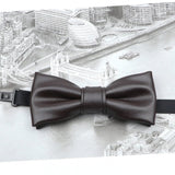 ZONFAZ Pu Leather Solid Color Bow Ties