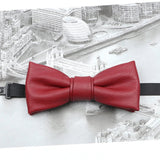 ZONFAZ Pu Leather Solid Color Bow Ties