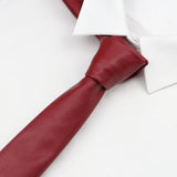 ZONFAZ PU Leather Solid Color Skinny Ties 5.5cm Width