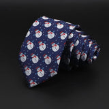 ZONFAZ Red Blue Christmas Ties Xmas Tree Santa Claus Snowflake Slim Necktie For Festival