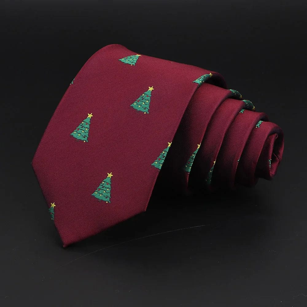 ZONFAZ Red Blue Christmas Ties Xmas Tree Santa Claus Snowflake Slim Necktie For Festival