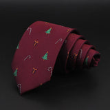 ZONFAZ Red Blue Christmas Ties Xmas Tree Santa Claus Snowflake Slim Necktie For Festival