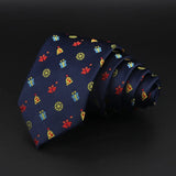 ZONFAZ Red Blue Christmas Ties Xmas Tree Santa Claus Snowflake Slim Necktie For Festival