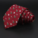 ZONFAZ Red Blue Christmas Ties Xmas Tree Santa Claus Snowflake Slim Necktie For Festival