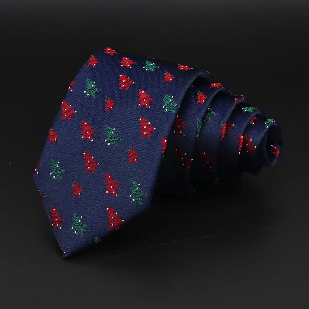 ZONFAZ Red Blue Christmas Ties Xmas Tree Santa Claus Snowflake Slim Necktie For Festival