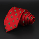 ZONFAZ Red Blue Christmas Ties Xmas Tree Santa Claus Snowflake Slim Necktie For Festival