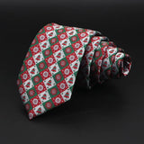 ZONFAZ Red Blue Christmas Ties Xmas Tree Santa Claus Snowflake Slim Necktie For Festival