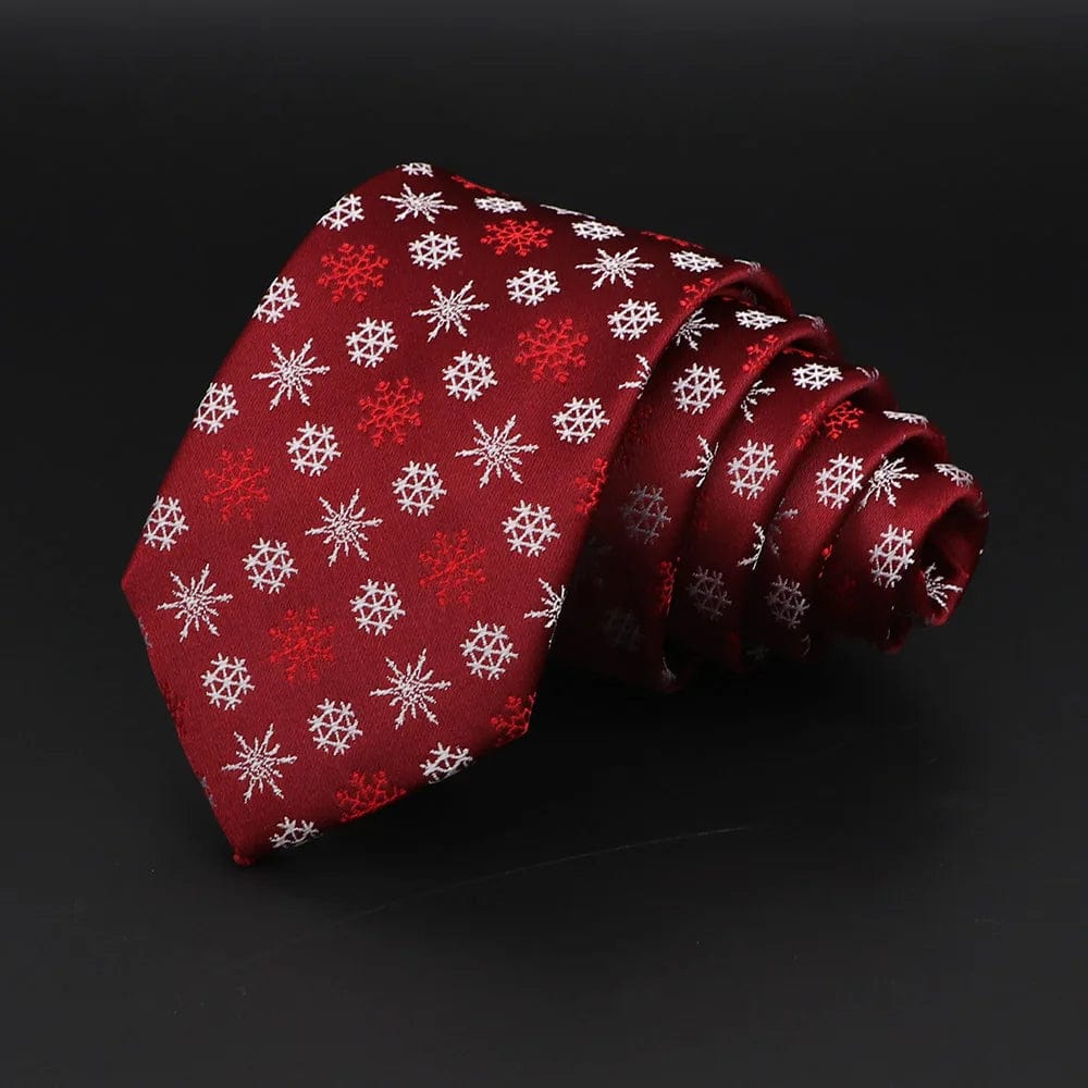 ZONFAZ Red Blue Christmas Ties Xmas Tree Santa Claus Snowflake Slim Necktie For Festival