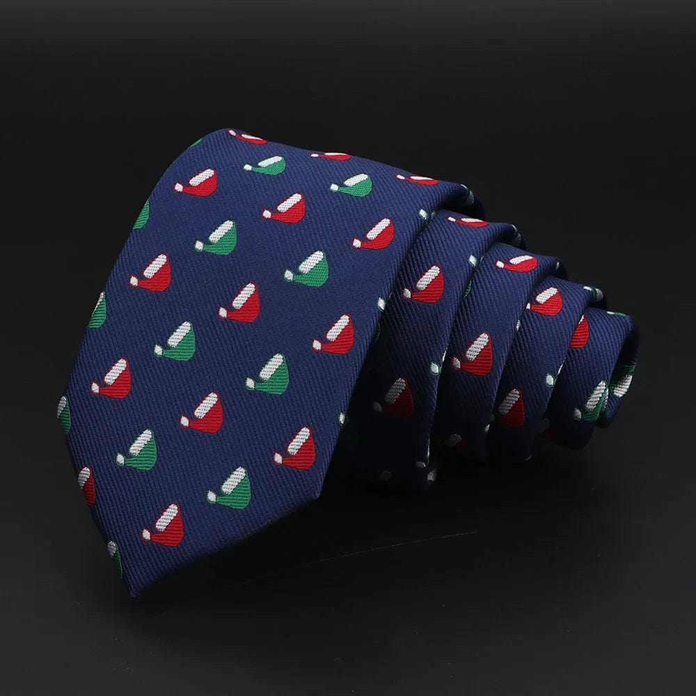 ZONFAZ Red Blue Christmas Ties Xmas Tree Santa Claus Snowflake Slim Necktie For Festival