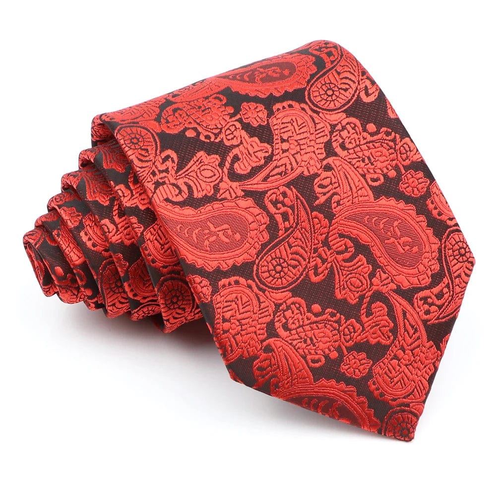 ZONFAZ Red Solid Striped Paisley Flower Ties