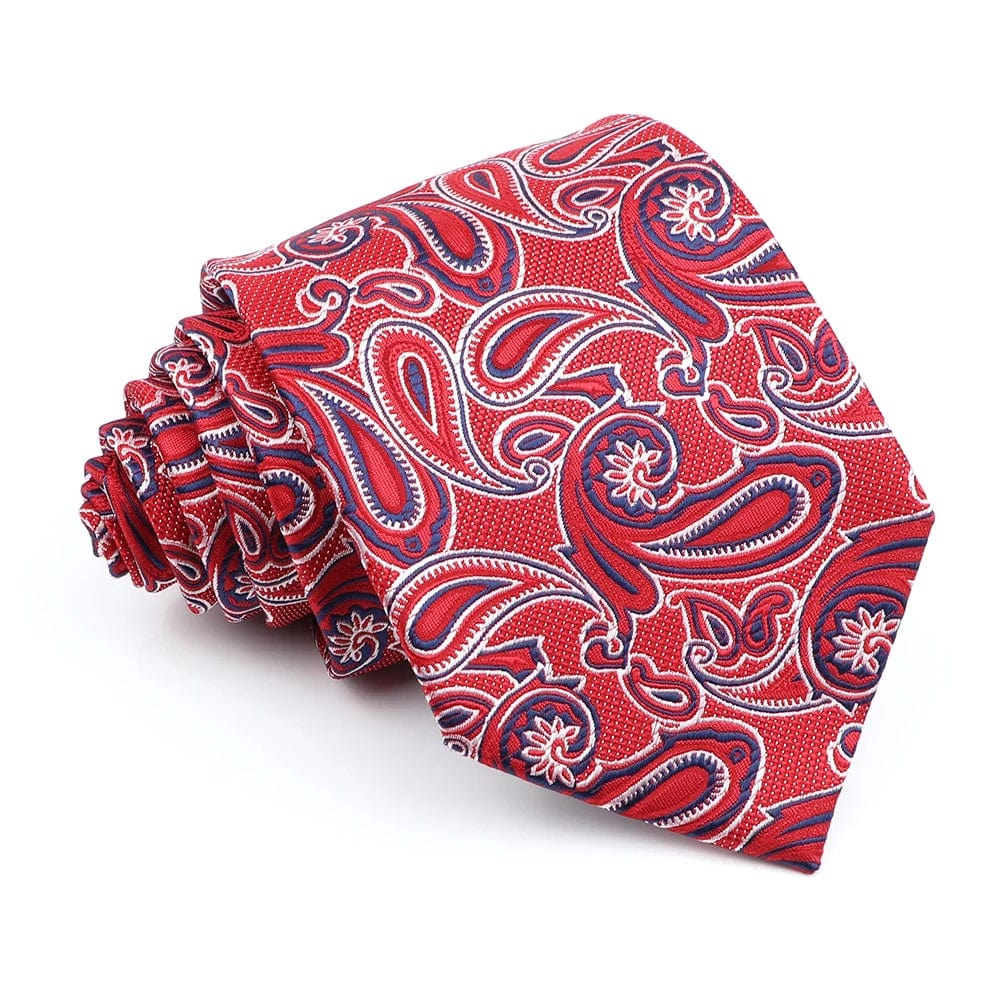 ZONFAZ Red Solid Striped Paisley Flower Ties