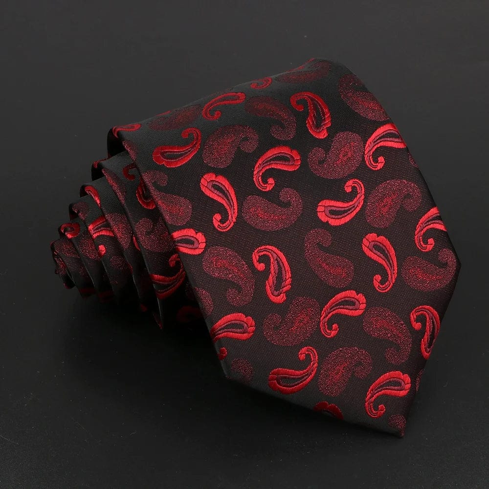 ZONFAZ Red Solid Striped Paisley Flower Ties