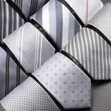 ZONFAZ Silver Grey Solid Striped Paisley Flower Neckties