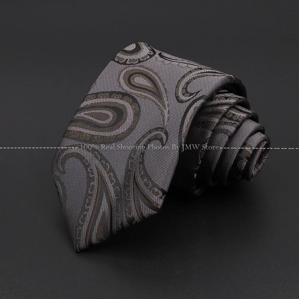 ZONFAZ Silver Grey Solid Striped Paisley Flower Neckties