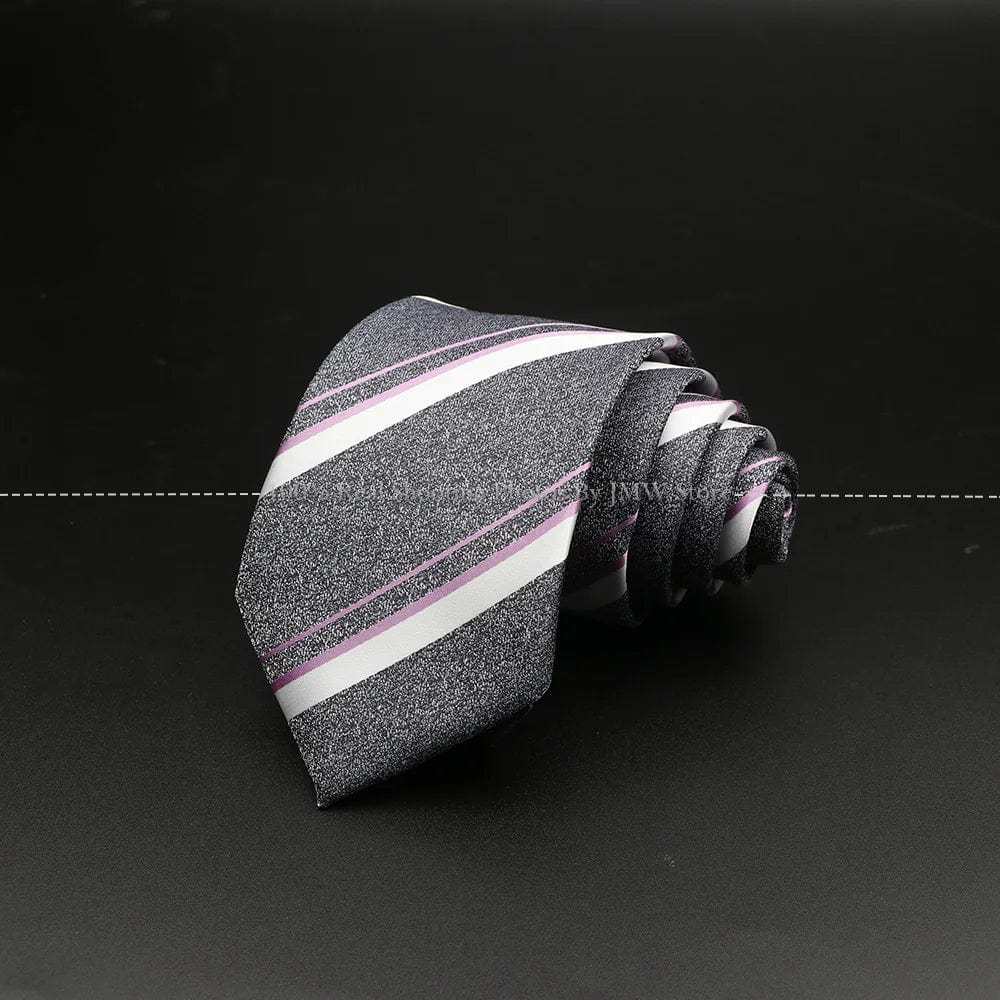 ZONFAZ Silver Grey Solid Striped Paisley Flower Neckties