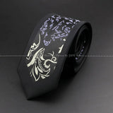 ZONFAZ Skinny Black Floral Paisley Patchwork Tie