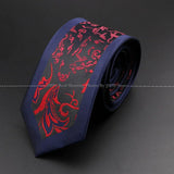 ZONFAZ Skinny Black Floral Paisley Patchwork Tie