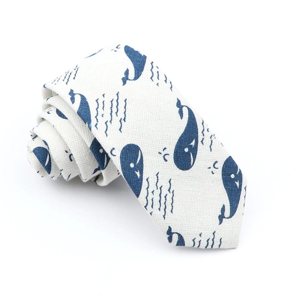 ZONFAZ Skinny Linen Cute Cartoon Ties For Men 6cm Width