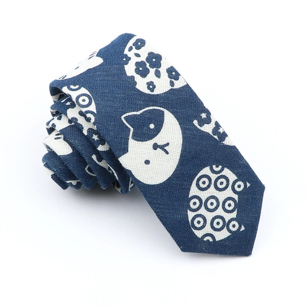 ZONFAZ Skinny Linen Cute Cartoon Ties For Men 6cm Width