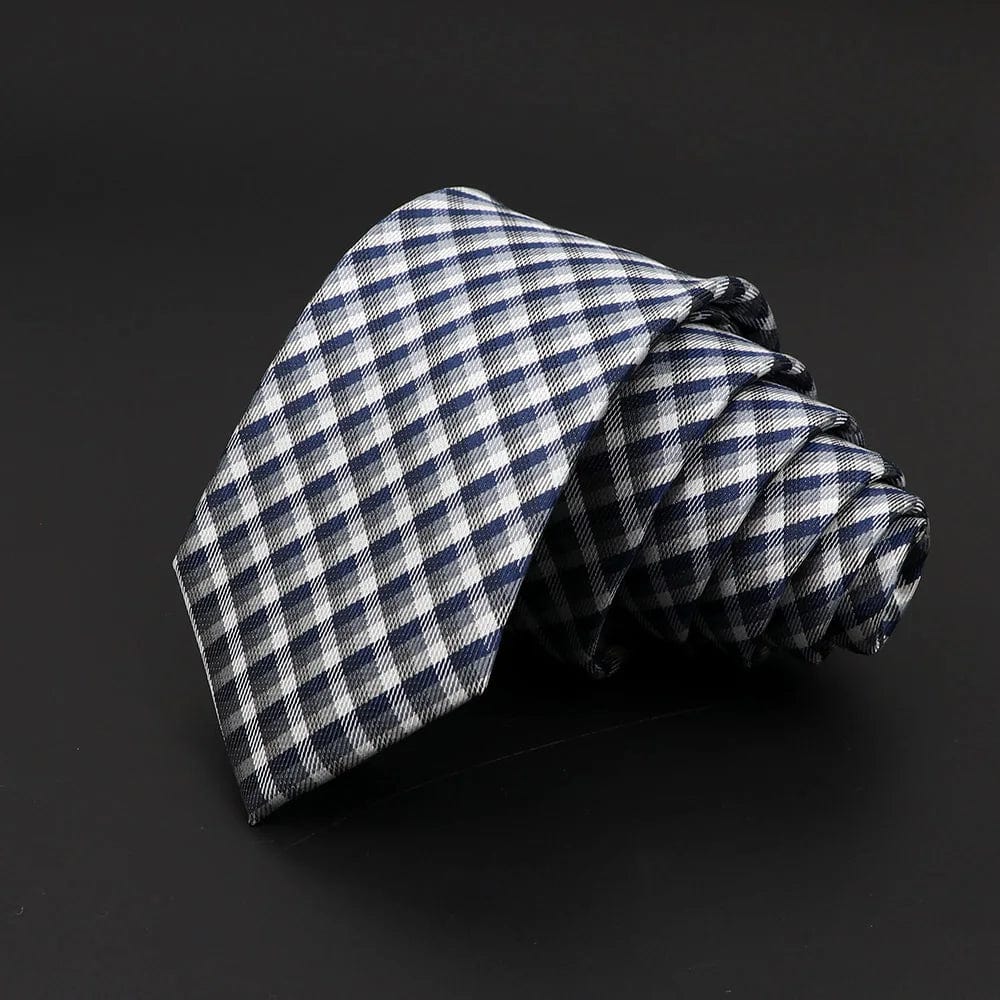 ZONFAZ Skinny Plaid Striped Silk Necktie 7cm Width