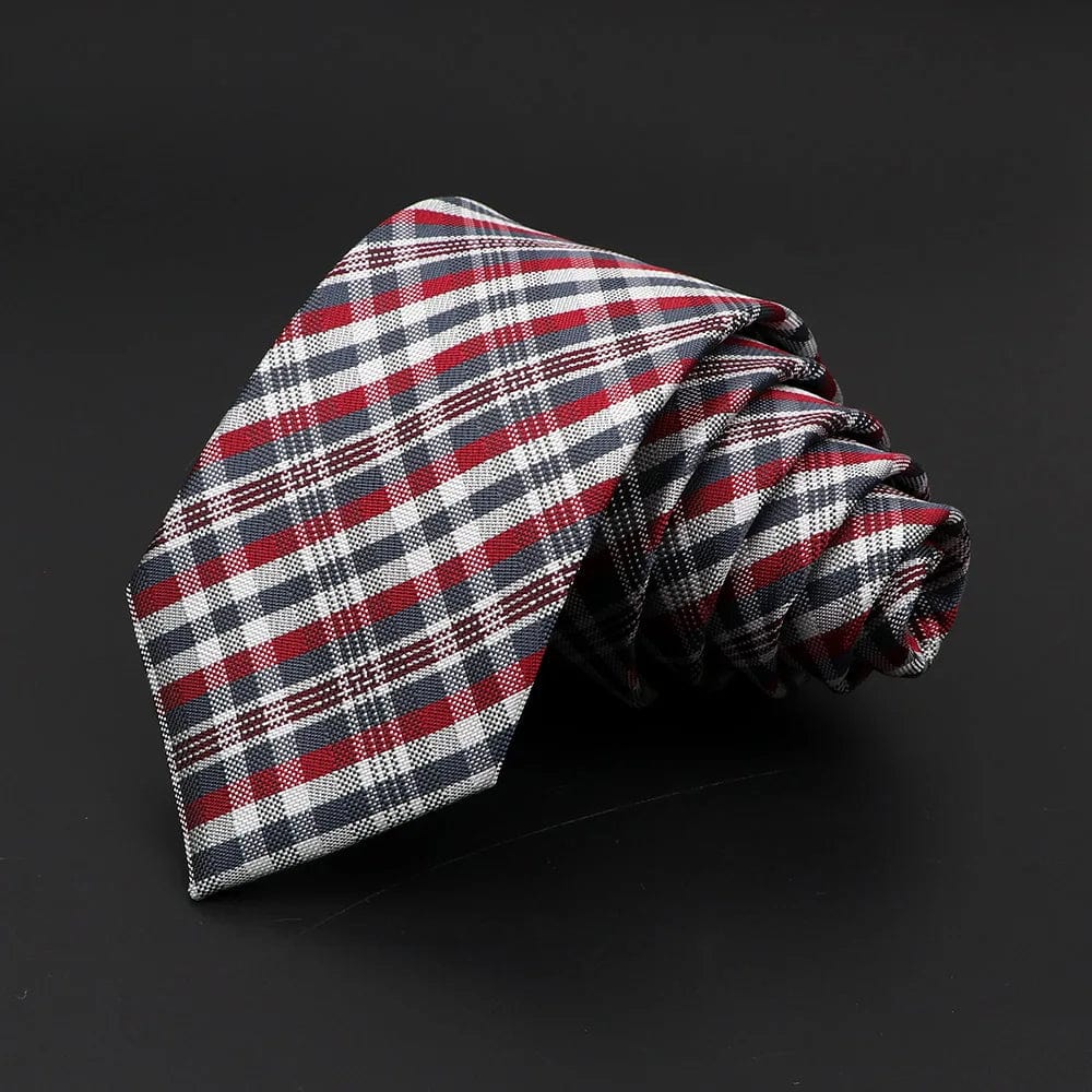 ZONFAZ Skinny Plaid Striped Silk Necktie 7cm Width