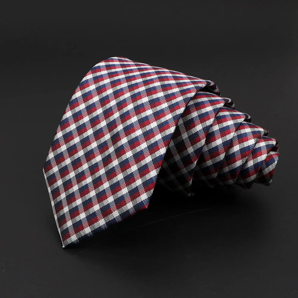 ZONFAZ Skinny Plaid Striped Silk Necktie 7cm Width