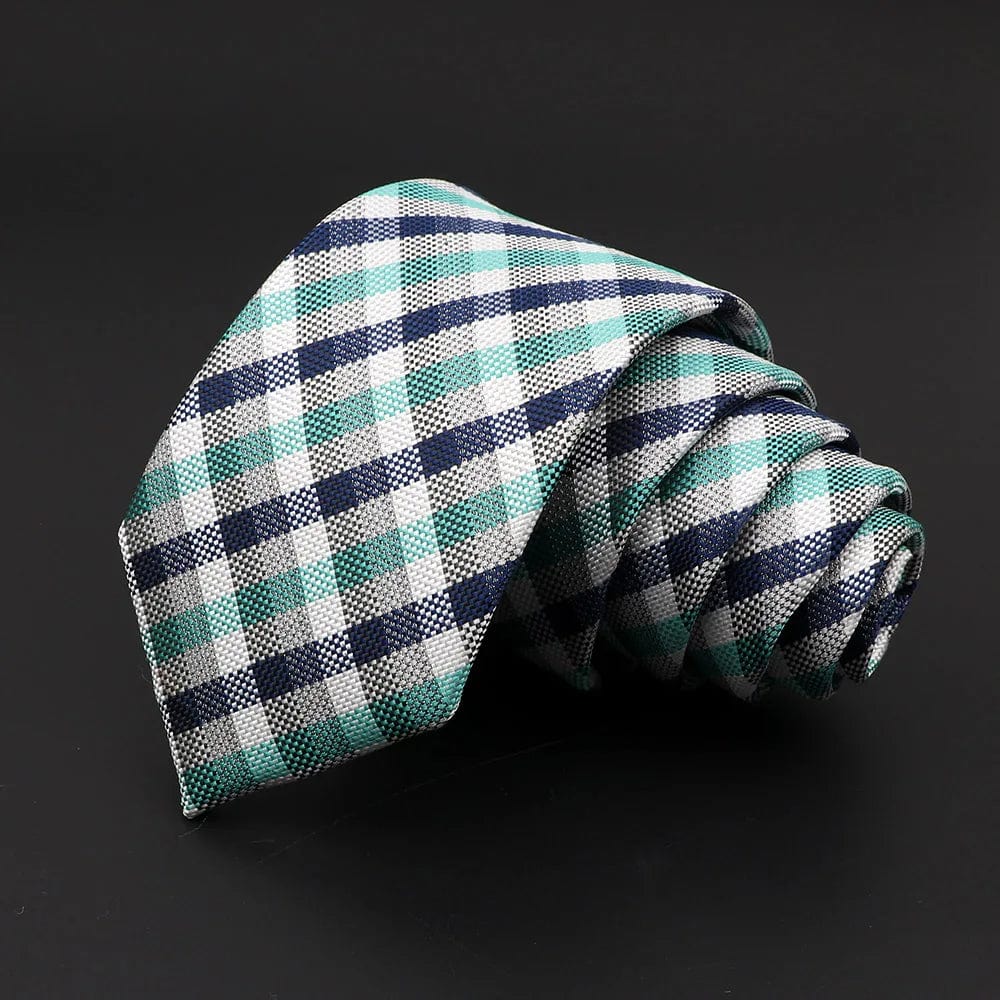 ZONFAZ Skinny Plaid Striped Silk Necktie 7cm Width