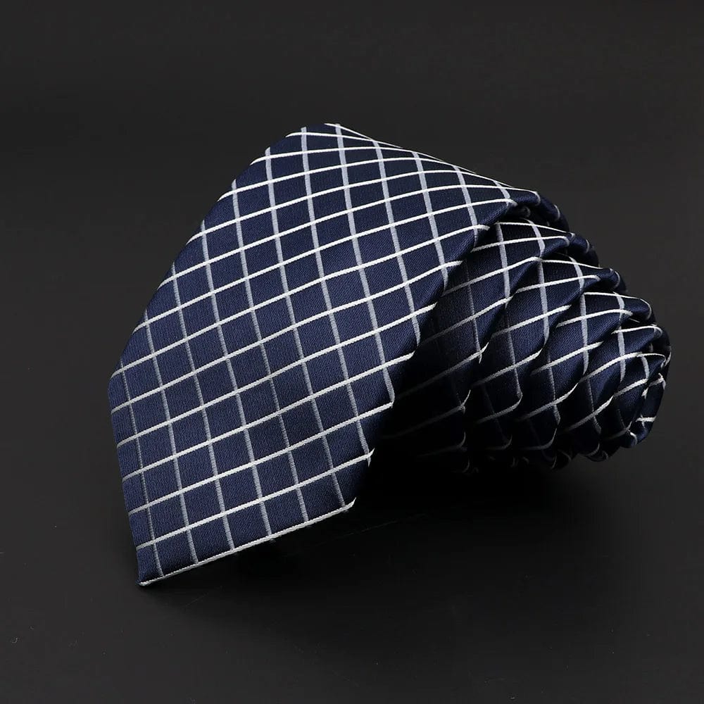 ZONFAZ Skinny Plaid Striped Silk Necktie 7cm Width