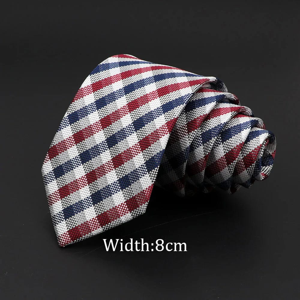 ZONFAZ Skinny Plaid Striped Silk Necktie 7cm Width