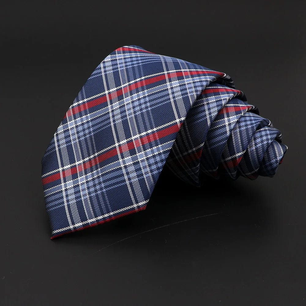 ZONFAZ Skinny Plaid Striped Silk Necktie 7cm Width