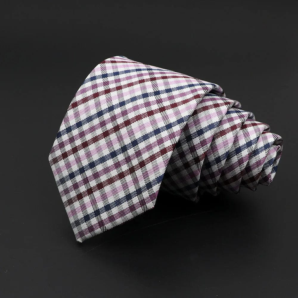 ZONFAZ Skinny Plaid Striped Silk Necktie 7cm Width