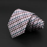 ZONFAZ Skinny Plaid Striped Silk Necktie 7cm Width