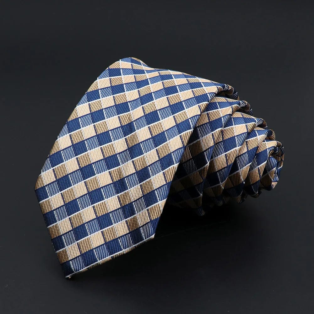 ZONFAZ Skinny Plaid Striped Silk Necktie 7cm Width