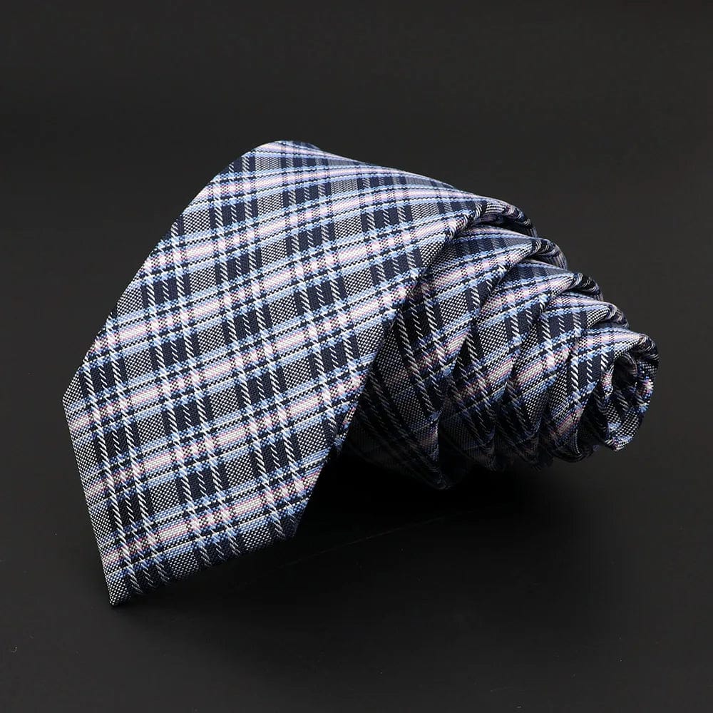 ZONFAZ Skinny Plaid Striped Silk Necktie 7cm Width