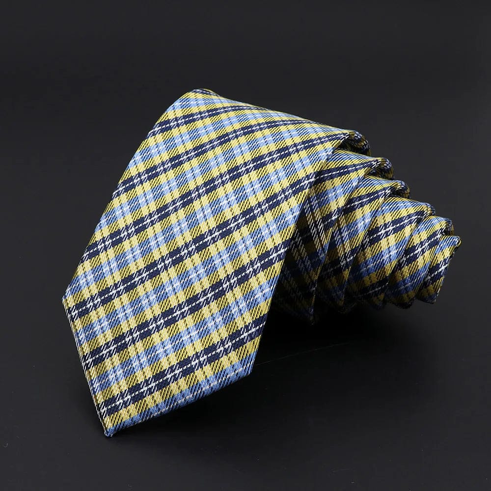 ZONFAZ Skinny Plaid Striped Silk Necktie 7cm Width