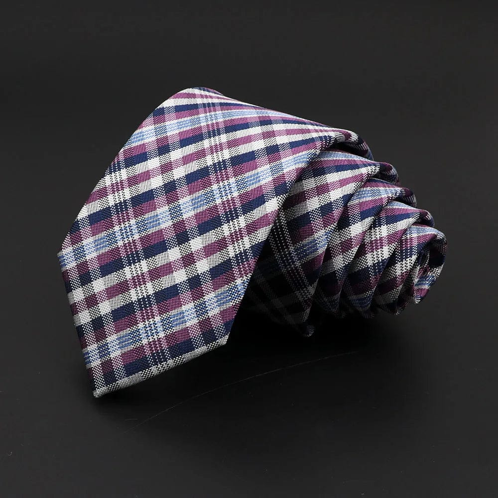 ZONFAZ Skinny Plaid Striped Silk Necktie 7cm Width