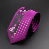 ZONFAZ Skinny Purple Floral Paisley Patchwork Tie