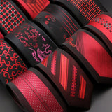 ZONFAZ Skinny Red Floral Paisley Patchwork Ties