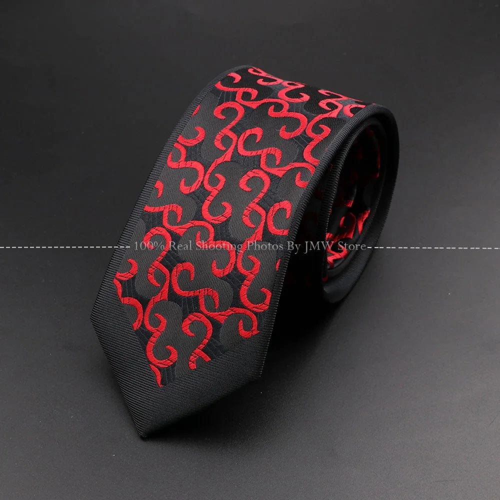 ZONFAZ Skinny Red Floral Paisley Patchwork Ties