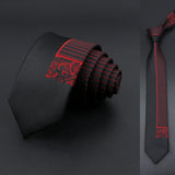 ZONFAZ Skinny Silk Ties Red Black Patchwork Necktie