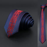 ZONFAZ Skinny Silk Ties Red Black Patchwork Necktie