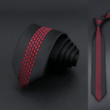 ZONFAZ Skinny Silk Ties Red Black Patchwork Necktie