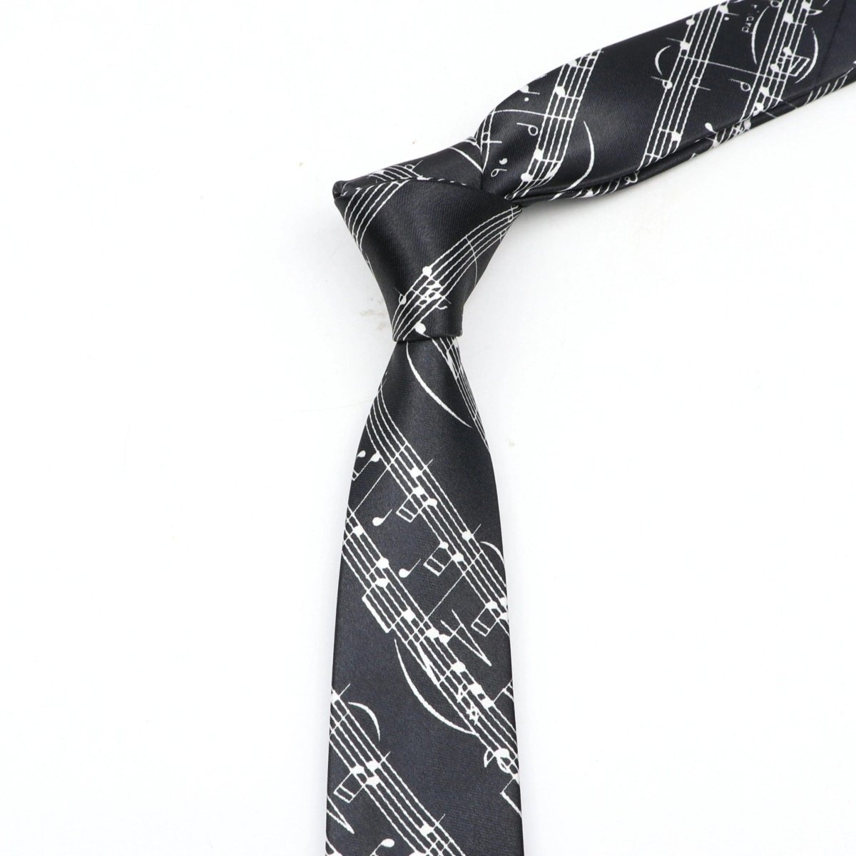 ZONFAZ Slim Music Piano Pattern Ties Skinny Musical Notes Printed Silk Ties 5cm Width