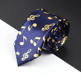 ZONFAZ Slim Music Piano Pattern Ties Skinny Musical Notes Printed Silk Ties 5cm Width