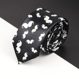 ZONFAZ Slim Music Piano Pattern Ties Skinny Musical Notes Printed Silk Ties 5cm Width