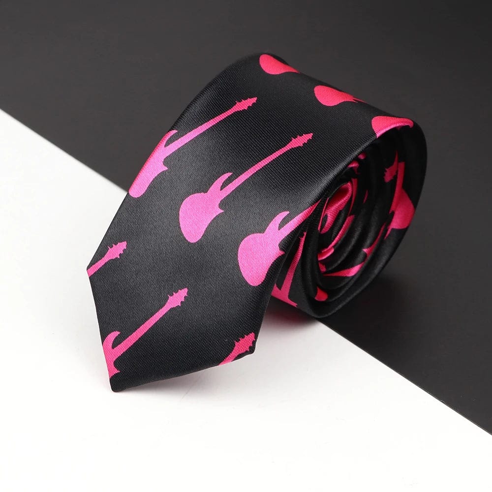 ZONFAZ Slim Music Piano Pattern Ties Skinny Musical Notes Printed Silk Ties 5cm Width