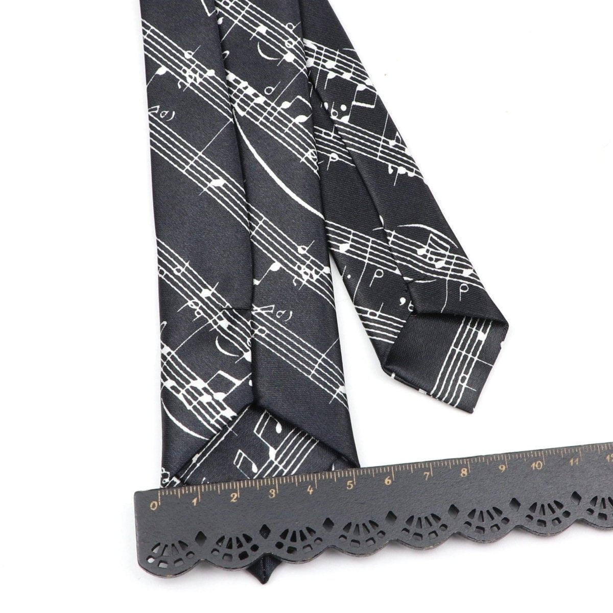 ZONFAZ Slim Music Piano Pattern Ties Skinny Musical Notes Printed Silk Ties 5cm Width