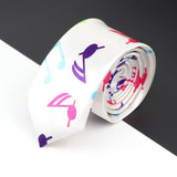 ZONFAZ Slim Music Piano Pattern Ties Skinny Musical Notes Printed Silk Ties 5cm Width