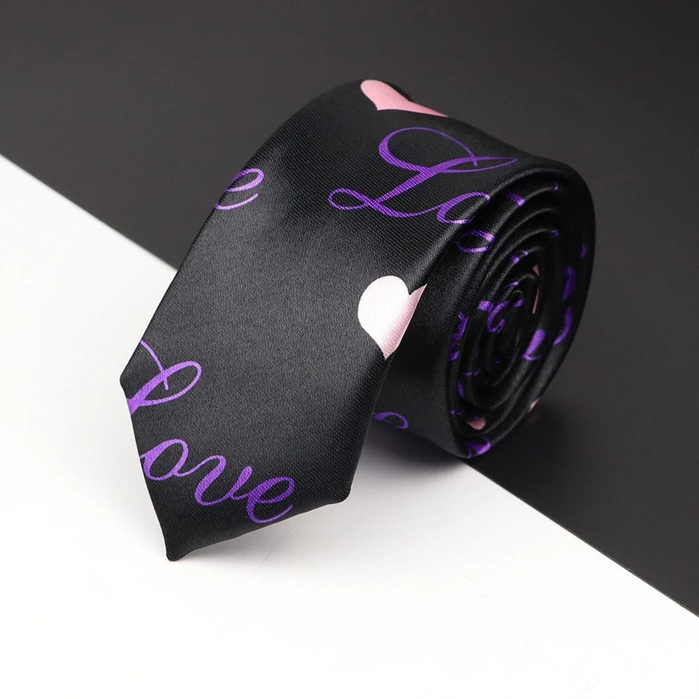 ZONFAZ Slim Music Piano Pattern Ties Skinny Musical Notes Printed Silk Ties 5cm Width