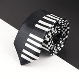 ZONFAZ Slim Music Piano Pattern Ties Skinny Musical Notes Printed Silk Ties 5cm Width